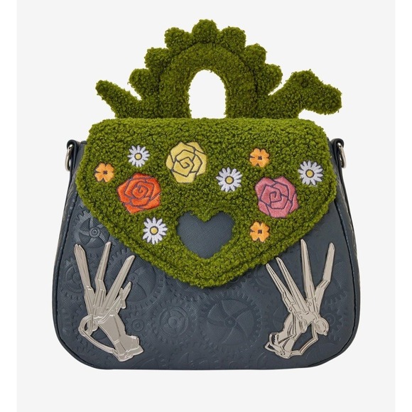 NWT Exclusive Loungefly Edward‎ Scissorhands Sherpa Topiary Floral Crossbody Bag